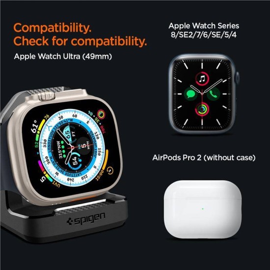 Docking stand pentru Apple Watch, Spigen Rugged, Armor Stand, TPU, Negru (Ingredi, AMP05764) by www.silkase.ro