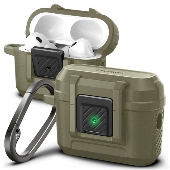 Husa Spigen Lock Fit compatibila cu Apple AirPods Pro / Pro 2 Khaki (Ingredi, ACS05911) by www.silkase.ro