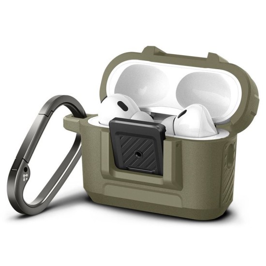 Husa Spigen Lock Fit compatibila cu Apple AirPods Pro / Pro 2 Khaki (Ingredi, ACS05911) by www.silkase.ro