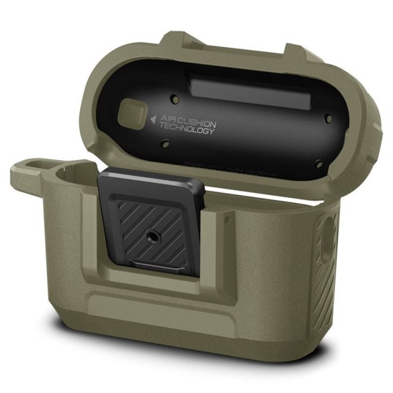 Husa Spigen Lock Fit compatibila cu Apple AirPods Pro / Pro 2 Khaki (Ingredi, ACS05911) by www.silkase.ro