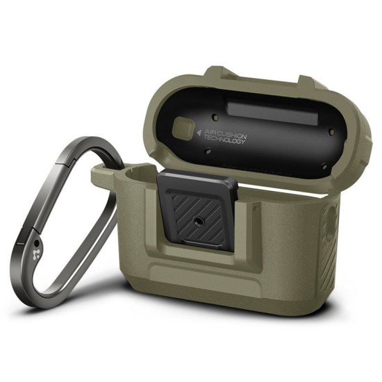 Husa Spigen Lock Fit compatibila cu Apple AirPods Pro / Pro 2 Khaki (Ingredi, ACS05911) by www.silkase.ro