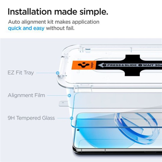 Set 2 folii sticla cu sistem de montare Case friendly Spigen GLAStR EZ FIT compatibil cu Samsung Galaxy S23 (Ingredi, AGL05958) by www.silkase.ro