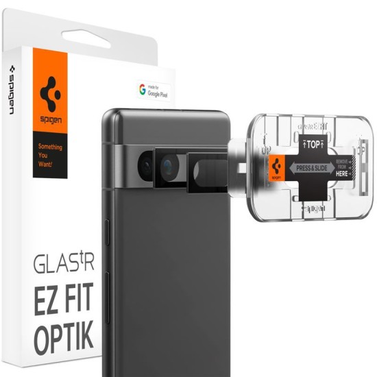 Set 2 protectii sticla camera foto Spigen Optik EZ FIT compatibil cu Google Pixel 7a Black (Ingredi, AGL05970) by www.silkase.ro