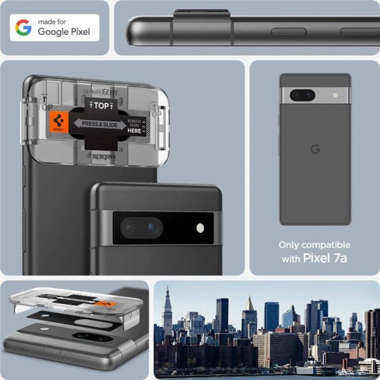 Set 2 protectii sticla camera foto Spigen Optik EZ FIT compatibil cu Google Pixel 7a Black (Ingredi, AGL05970) by www.silkase.ro