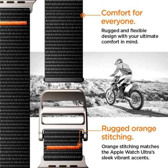 Curea Spigen DuraPro Flex Ultra compatibila cu Apple Watch 4/5/6/7/8/9/SE/Ultra1/2 42/44/45/49mm Black (Ingredi, AMP05981) by www.silkase.ro