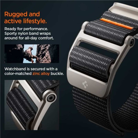 Curea Spigen DuraPro Flex Ultra compatibila cu Apple Watch 4/5/6/7/8/9/SE/Ultra1/2 42/44/45/49mm Black (Ingredi, AMP05981) by www.silkase.ro