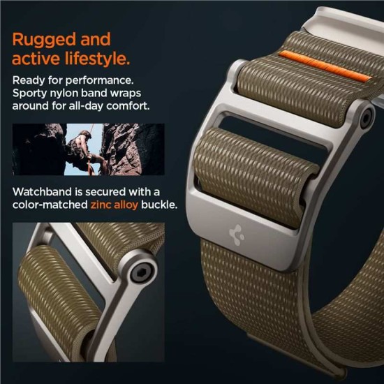 Curea Spigen DuraPro Flex Ultra compatibila cu Apple Watch 4/5/6/7/8/9/SE/Ultra1/2 42/44/45/49mm Khaki (Ingredi, AMP05982) by www.silkase.ro