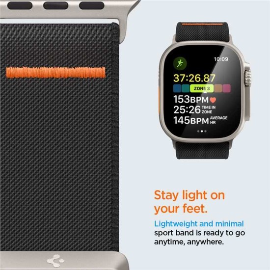 Curea pentru Apple Watch 1/2/3/4/5/6/7/8/9/10/SE/SE 2/Ultra/Ultra 2 (42/44/45/46/49mm) - Spigen Fit Lite Ultra - Black (Ingredi, AMP05983) by www.silkase.ro