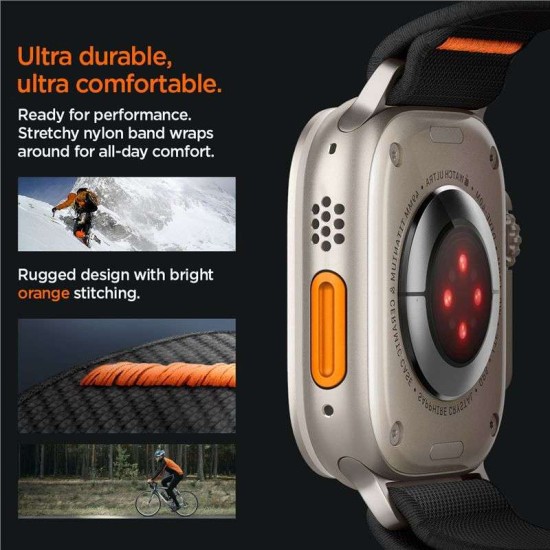 Curea pentru Apple Watch 1/2/3/4/5/6/7/8/9/10/SE/SE 2/Ultra/Ultra 2 (42/44/45/46/49mm) - Spigen Fit Lite Ultra - Black (Ingredi, AMP05983) by www.silkase.ro