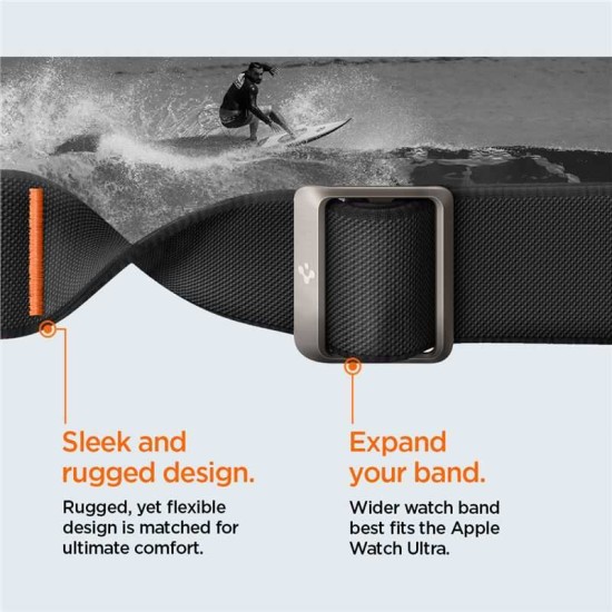 Curea pentru Apple Watch 1/2/3/4/5/6/7/8/9/10/SE/SE 2/Ultra/Ultra 2 (42/44/45/46/49mm) - Spigen Fit Lite Ultra - Black (Ingredi, AMP05983) by www.silkase.ro