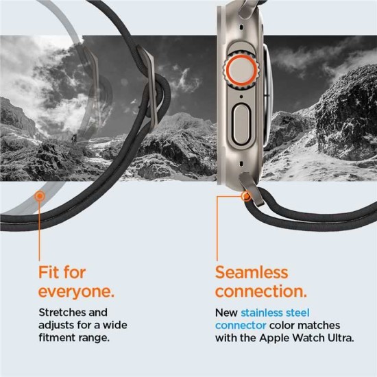 Curea pentru Apple Watch 1/2/3/4/5/6/7/8/9/10/SE/SE 2/Ultra/Ultra 2 (42/44/45/46/49mm) - Spigen Fit Lite Ultra - Black (Ingredi, AMP05983) by www.silkase.ro