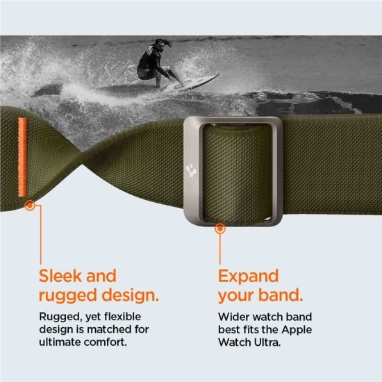 Curea Spigen Fit Lite Ultra compatibila cu Apple Watch 4/5/6/7/8/SE/Ultra 42/44/45/49mm Khaki (Ingredi, AMP05985) by www.silkase.ro