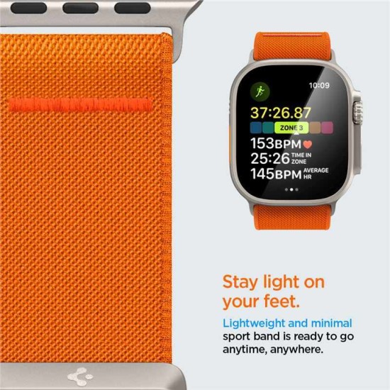 Curea pentru Apple Watch 1/2/3/4/5/6/7/8/9/SE/SE 2/Ultra/Ultra 2 (42/44/45/49mm) - Spigen Fit Lite Ultra - Orange (Ingredi, AMP05986) by www.silkase.ro