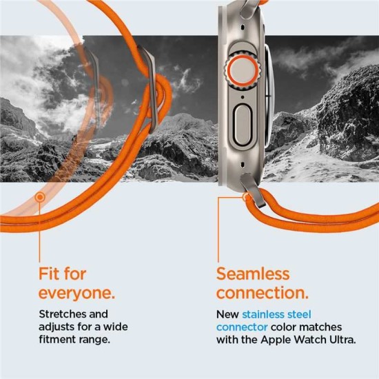 Curea pentru Apple Watch 1/2/3/4/5/6/7/8/9/SE/SE 2/Ultra/Ultra 2 (42/44/45/49mm) - Spigen Fit Lite Ultra - Orange (Ingredi, AMP05986) by www.silkase.ro