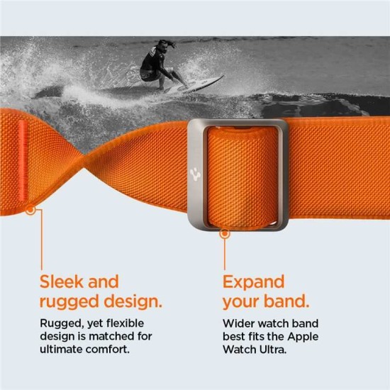 Curea pentru Apple Watch 1/2/3/4/5/6/7/8/9/SE/SE 2/Ultra/Ultra 2 (42/44/45/49mm) - Spigen Fit Lite Ultra - Orange (Ingredi, AMP05986) by www.silkase.ro