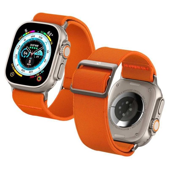 Curea pentru Apple Watch 1/2/3/4/5/6/7/8/9/SE/SE 2/Ultra/Ultra 2 (42/44/45/49mm) - Spigen Fit Lite Ultra - Orange (Ingredi, AMP05986) by www.silkase.ro