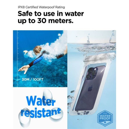 Husa waterproof universala Spigen A601 White (Spigen, Accesorii telefoane) by www.silkase.ro Husa waterproof universala Spigen A601 White (Huse Waterproof și Subacvatice, ACS06006) by www.silkase.ro