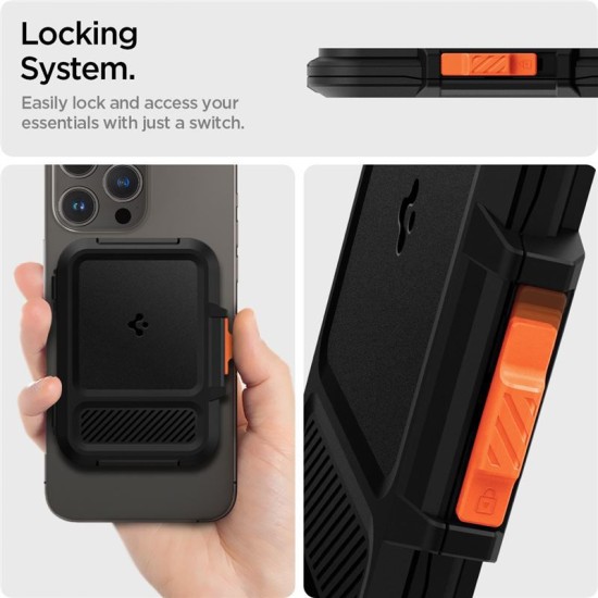 Portofel magnetic tip MagSaf, Spigen, Lock Fit, Policarbonat, Negru (Spigen, Accesorii telefoane) by www.silkase.ro Portofel magnetic tip MagSaf, Spigen, Lock Fit, Policarbonat, Negru (Portofele și Suporturi Card, AFA06031) by www.silkase.ro
