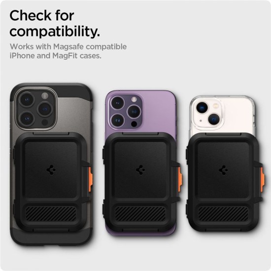 Portofel magnetic tip MagSaf, Spigen, Lock Fit, Policarbonat, Negru (Spigen, Accesorii telefoane) by www.silkase.ro Portofel magnetic tip MagSaf, Spigen, Lock Fit, Policarbonat, Negru (Portofele și Suporturi Card, AFA06031) by www.silkase.ro