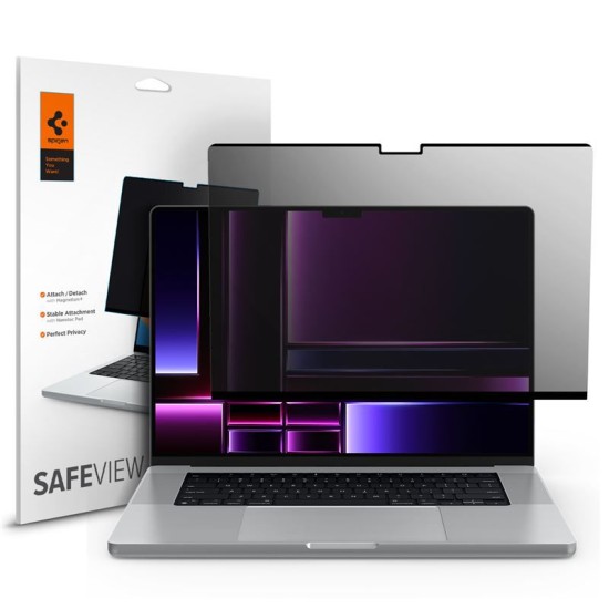 Filtru de confidentialitate Spigen SafeView pentru MacBook Pro 16 (2021-2024) (Ingredi, AFL06157) by www.silkase.ro