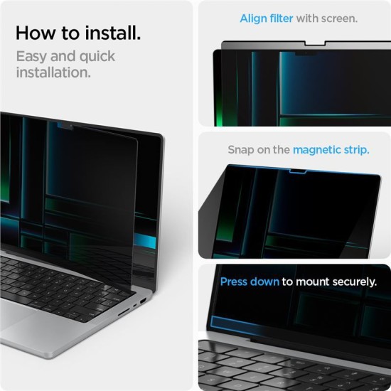 Filtru de confidentialitate Spigen SafeView pentru MacBook Pro 16 (2021-2024) (Ingredi, AFL06157) by www.silkase.ro