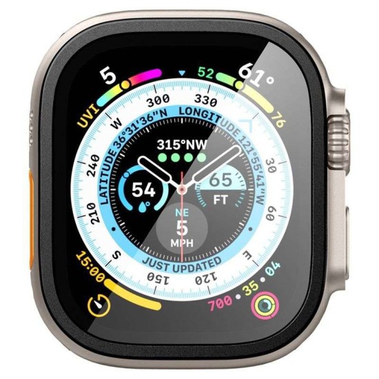 Folie sticla transparenta Spigen GLAStR Slim Pro compatibila cu Apple Watch Ultra 49mm Black (Ingredi, AGL06163) by www.silkase.ro