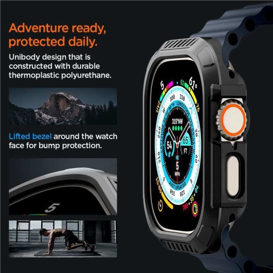 Husa Spigen Lock Fit compatibila cu Apple Watch Ultra/Ultra 2 49mm Black (Spigen, Ingredi) by www.silkase.ro Husa Spigen Lock Fit compatibila cu Apple Watch Ultra/Ultra 2 49mm Black (Ingredi, ACS06208) by www.silkase.ro