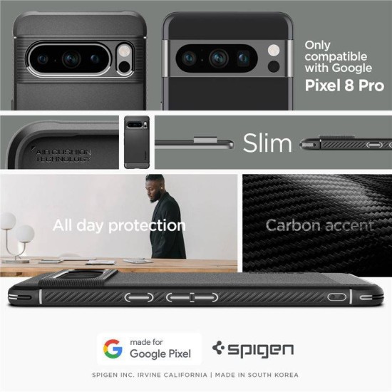 Husa Spigen Rugged Armor pentru Google Pixel 8 Pro Negru Mat (Pixel 8 Pro, ACS06314) by www.silkase.ro