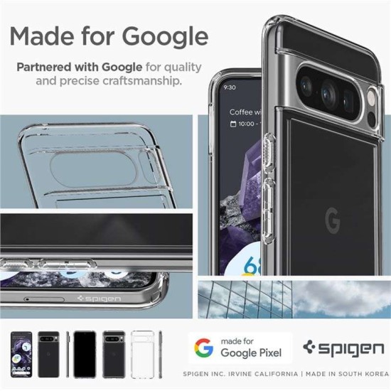 Husa Spigen Ultra Hybrid compatibila cu Google Pixel 8 Pro Crystal Clear (Pixel 8 Pro, ACS06315) by www.silkase.ro