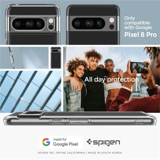 Husa Spigen Ultra Hybrid compatibila cu Google Pixel 8 Pro Crystal Clear (Pixel 8 Pro, ACS06315) by www.silkase.ro