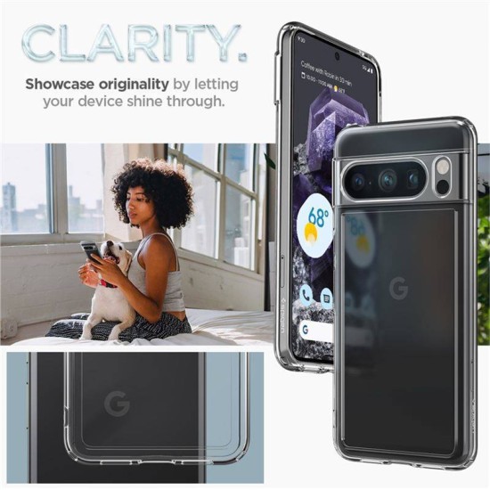 Husa Spigen Ultra Hybrid compatibila cu Google Pixel 8 Pro Crystal Clear (Pixel 8 Pro, ACS06315) by www.silkase.ro