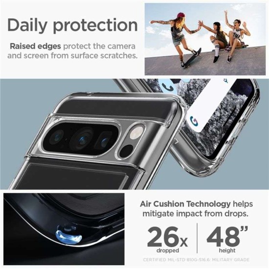Husa Spigen Ultra Hybrid compatibila cu Google Pixel 8 Pro Crystal Clear (Pixel 8 Pro, ACS06315) by www.silkase.ro