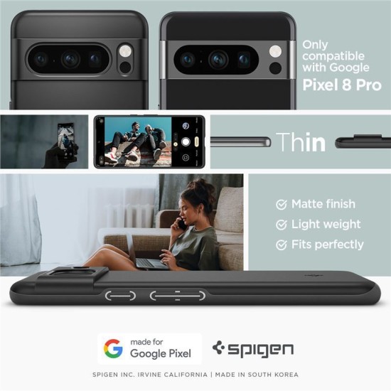 Husa din plastic Spigen pentru telefon mobil, mata, ultra-subtire, protector pentru camera, neagra, compatibila cu: Google Pixel 8 Pro (Spigen, Pixel 8 Pro) by www.silkase.ro Husa din plastic Spigen pentru telefon mobil, mata, ultra-subtire, protector pentru camera, neagra, compatibila cu: Google Pixel 8 Pro (Pixel 8 Pro, ACS06325) by www.silkase.ro