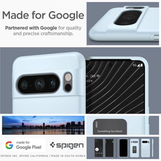 Husa slim Spigen Thin Fit compatibila cu Google Pixel 8 Pro Blue (Pixel 8 Pro, ACS06327) by www.silkase.ro