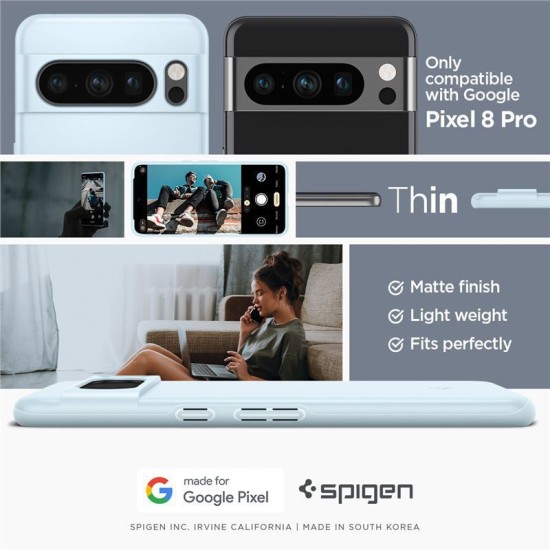 Husa slim Spigen Thin Fit compatibila cu Google Pixel 8 Pro Blue (Pixel 8 Pro, ACS06327) by www.silkase.ro