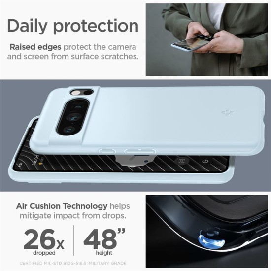 Husa slim Spigen Thin Fit compatibila cu Google Pixel 8 Pro Blue (Pixel 8 Pro, ACS06327) by www.silkase.ro