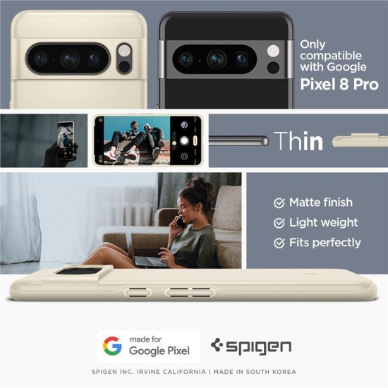Husa Spigen Thin Fit pentru Google Pixel 8 Pro, Beige (Pixel 8 Pro, ACS06328) by www.silkase.ro