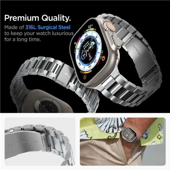 Curea, Spigen, Inox, Pentru Apple Watch 49/45/44/42 mm, Argintiu (Spigen, Ingredi) by www.silkase.ro Curea, Spigen, Inox, Pentru Apple Watch 49/45/44/42 mm, Argintiu (Ingredi, AMP06356) by www.silkase.ro