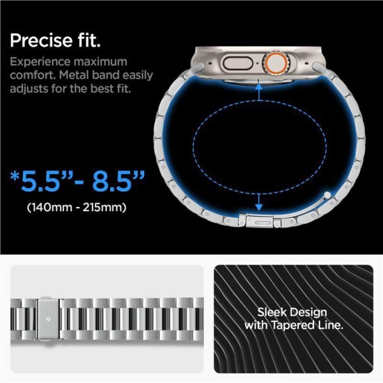 Curea, Spigen, Inox, Pentru Apple Watch 49/45/44/42 mm, Argintiu (Spigen, Ingredi) by www.silkase.ro Curea, Spigen, Inox, Pentru Apple Watch 49/45/44/42 mm, Argintiu (Ingredi, AMP06356) by www.silkase.ro