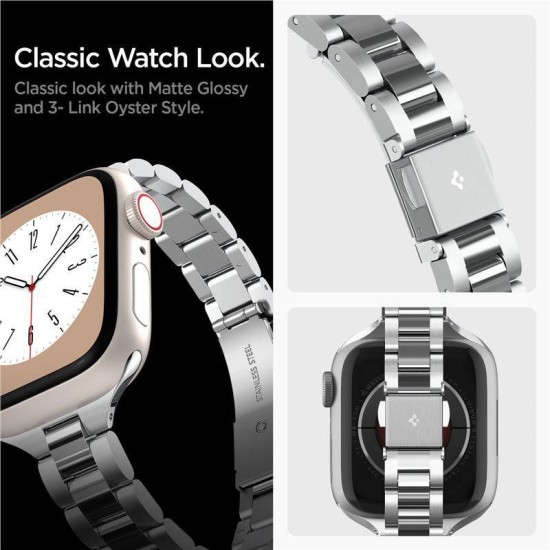Curea Smartwatch pentru Apple Watch, Spigen, Otel, Band Modern Fit 316L, 41/40/38 mm, Argintiu (Ingredi, AMP06357) by www.silkase.ro