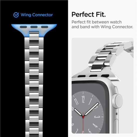 Curea Smartwatch pentru Apple Watch, Spigen, Otel, Band Modern Fit 316L, 41/40/38 mm, Argintiu (Ingredi, AMP06357) by www.silkase.ro