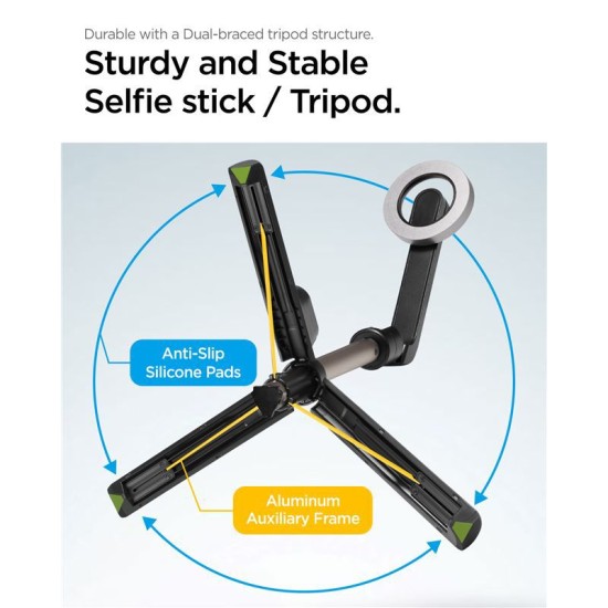 Trepied si selfie stick Spigen compatibil MagSafe, negru (Selfie Sticks și Trepiede, AMP06402) by www.silkase.ro