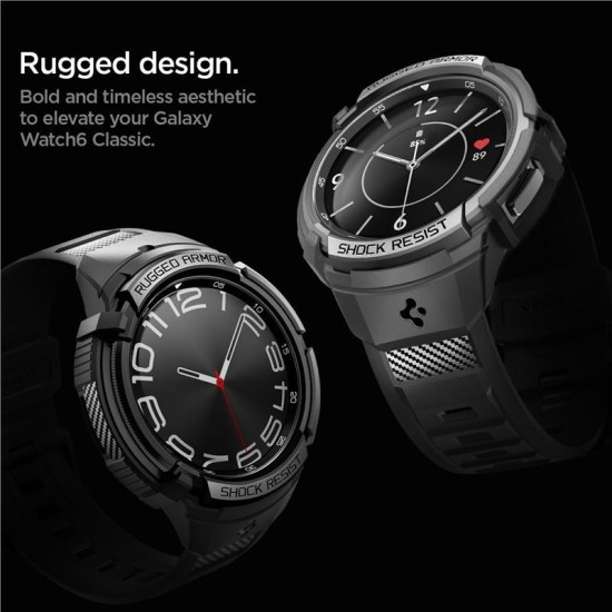 Husa Spigen Rugged Armor Pro compatibila cu Samsung Galaxy Watch 6 Classic 47mm Matte Black (Spigen, Ingredi) by www.silkase.ro Husa Spigen Rugged Armor Pro compatibila cu Samsung Galaxy Watch 6 Classic 47mm Matte Black (Ingredi, ACS06488) by www.silkase.ro