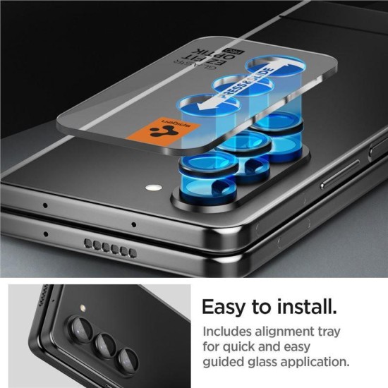 Set 2x3 protectii sticla camera foto Spigen Optik EZ FIT compatibil cu Samsung Galaxy Z Fold 5 Black (Ingredi, AGL06524) by www.silkase.ro