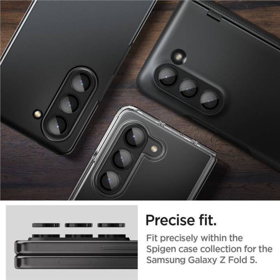 Set 2x3 protectii sticla camera foto Spigen Optik EZ FIT compatibil cu Samsung Galaxy Z Fold 5 Black (Ingredi, AGL06524) by www.silkase.ro