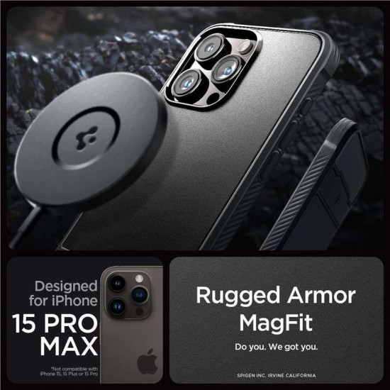 Carcasa Spigen Rugged Armor MagSafe pentru Apple Iphone 15 Pro Max, negru mat (Spigen, iPhone 15 Pro Max) by www.silkase.ro Carcasa Spigen Rugged Armor MagSafe pentru Apple Iphone 15 Pro Max, negru mat (iPhone 15 Pro Max, ACS06561) by www.silkase.ro