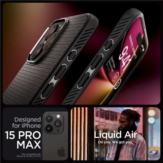 Husa Spigen Liquid Air compatibila cu iPhone 15 Pro Max Matte Black (Spigen, iPhone 15 Pro Max) by www.silkase.ro Husa Spigen Liquid Air compatibila cu iPhone 15 Pro Max Matte Black (iPhone 15 Pro Max, ACS06562) by www.silkase.ro