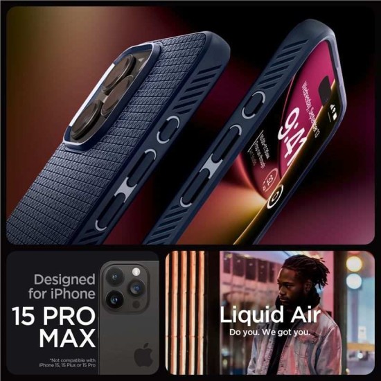 Carcasa Spigen Liquid Air MagSafe pentru Apple Iphone 15 Pro Max, albastru navy (iPhone 15 Pro Max, ACS06563) by www.silkase.ro