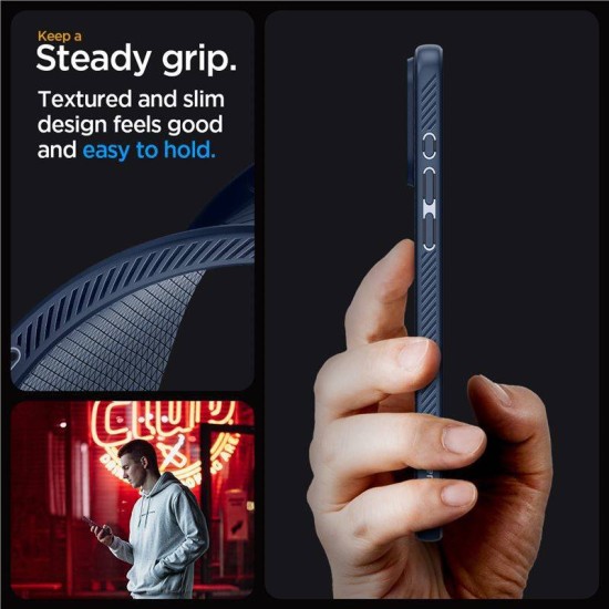 Carcasa Spigen Liquid Air MagSafe pentru Apple Iphone 15 Pro Max, albastru navy (iPhone 15 Pro Max, ACS06563) by www.silkase.ro