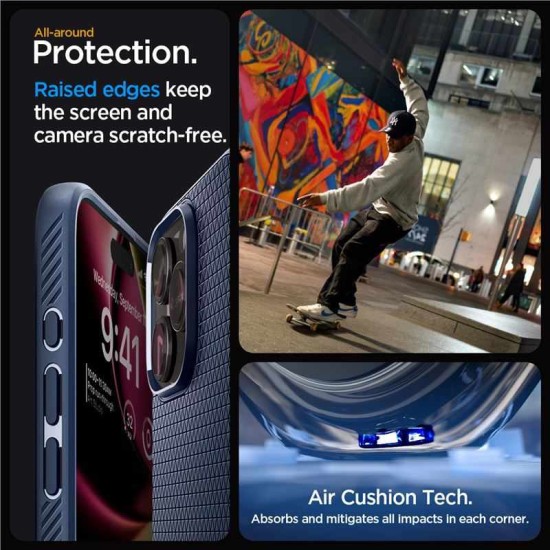 Carcasa Spigen Liquid Air MagSafe pentru Apple Iphone 15 Pro Max, albastru navy (iPhone 15 Pro Max, ACS06563) by www.silkase.ro